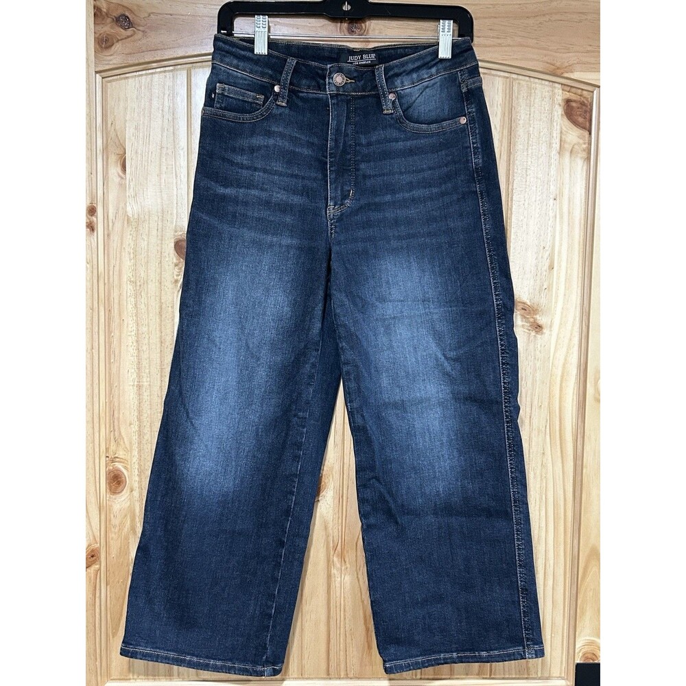 Judy Blue Wide Crop Jeans Dark Wash High Rise Stretch JB88876 DK Size 7/28